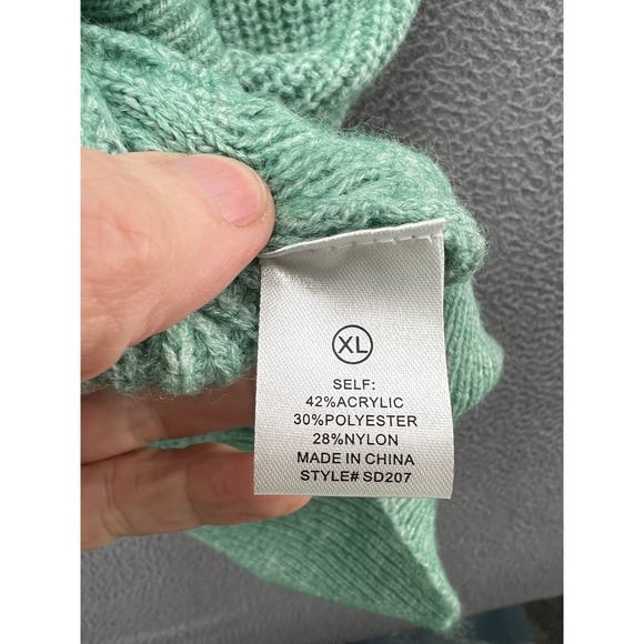 Fashion Nova Sweater Dress Sz XL Mint Green Cable Knit Long Sleeve Midi - Picture 8 of 12